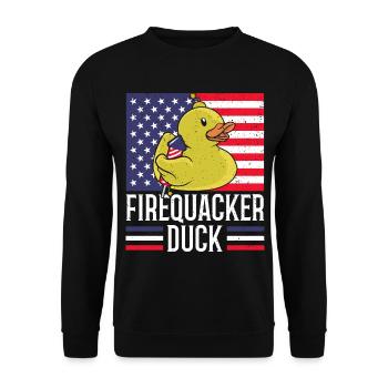 Firequacker Duck 4. Juli Firecracker - Unisex Pullover - Schwarz - Vorne - Alina (178cm) & Michal (187cm)