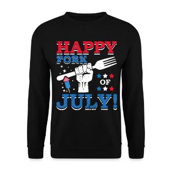 Happy Fork Of July Firecracker 4. Juli - Unisex Pullover - Schwarz - Vorne - Alina (178cm) & Michal (187cm)
