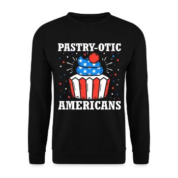 Pastry-otic Americans 4. Juli Cupcake - Unisex Pullover - Schwarz - Vorne - Alina (178cm) & Michal (187cm)