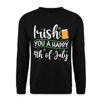 Irish You A Joyeux 4th Of July Green Clover - Sweat-shirt Unisexe - noir - Devant - Alina (178cm) & Michal (187cm)