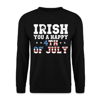 Irish You A Joyeux 4th Of July Green Clover - Sweat-shirt Unisexe - noir - Devant - Alina (178cm) & Michal (187cm)