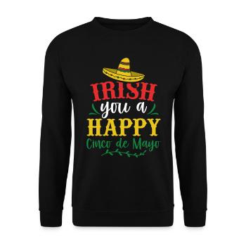 Irish You A Happy Cinco De Mayo Green Clover - Unisex Sweatshirt - black - Front - Alina (178cm) & Michal (187cm)