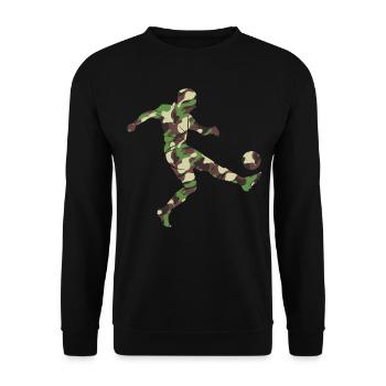 Soccer Player Silhouette Camouflage Flag Soccer Pl - Unisex Pullover - Schwarz - Vorne - Alina (178cm) & Michal (187cm)