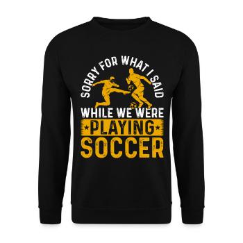 Soccer Lover Playing Soccer Game - Funny Soccer - Unisex Sweatshirt - black - Front - Alina (178cm) & Michal (187cm)