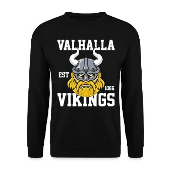 Valhalla est 1066 Vikings - Unisex Pullover - Schwarz - Vorne - Alina (178cm) & Michal (187cm)