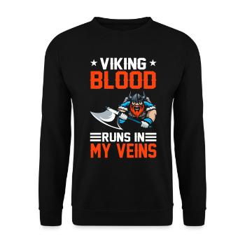Viking blood runs in my Veins - Unisex Pullover - Schwarz - Vorne - Alina (178cm) & Michal (187cm)
