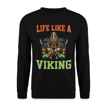 Life like a Viking - Unisex Pullover - Schwarz - Vorne - Alina (178cm) & Michal (187cm)