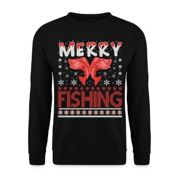 Pêche au pull de Noël moche - Sweat-shirt Unisexe - noir - Devant - Alina (178cm) & Michal (187cm)
