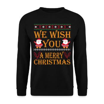 Ugly Christmas Sweater - We wish you a merry - Unisex Sweatshirt - black - Front - Alina (178cm) & Michal (187cm)