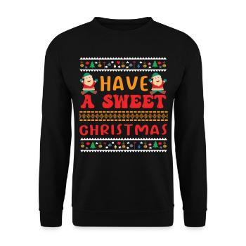 Pull de Noël moche - passez un doux Noël - Sweat-shirt Unisexe - noir - Devant - Alina (178cm) & Michal (187cm)