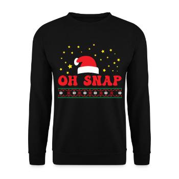 Ugly Christmas Sweater - Oh Snap - Unisex Pullover - Schwarz - Vorne - Alina (178cm) & Michal (187cm)
