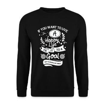 Goal Life Quotes Happy Positive Message - Unisex Sweatshirt - black - Front - Alina (178cm) & Michal (187cm)