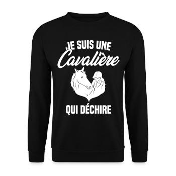 Je suis Une Cavalière Qui Déchire Chevaux Cadeau - Sweat-shirt Unisexe - noir - Devant - Alina (178cm) & Michal (187cm)