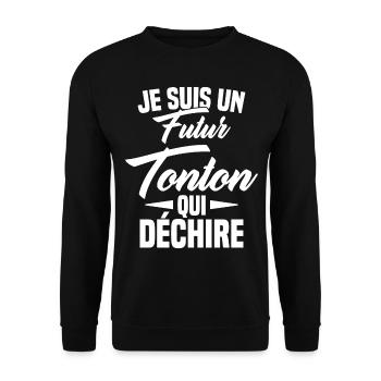 Je Suis Un Futur Tonton Qui Déchire - Sweat-shirt Unisexe - noir - Devant - Alina (178cm) & Michal (187cm)