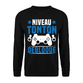 niveau tonton débloqué rétro oncle gamer geek - Sweat-shirt Unisexe - noir - Devant - Alina (178cm) & Michal (187cm)