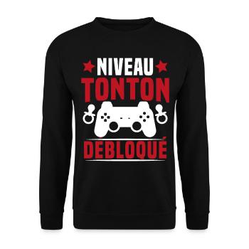 niveau tonton débloqué rétro oncle gamer geek - Sweat-shirt Unisexe - noir - Devant - Alina (178cm) & Michal (187cm)