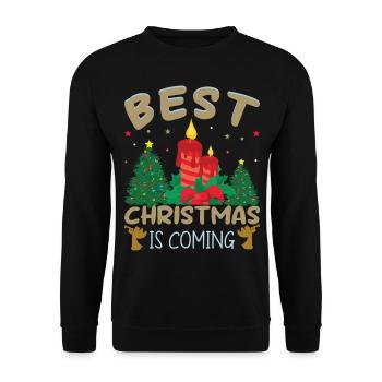 Ugly Christmas Sweater - Best Christmas is coming - Unisex Pullover - Schwarz - Vorne - Alina (178cm) & Michal (187cm)
