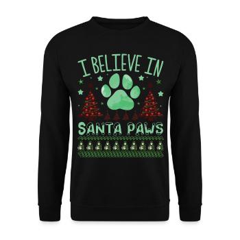Ugly Christmas Sweater - i believe in Santa Paws - Unisex Sweatshirt - black - Front - Alina (178cm) & Michal (187cm)