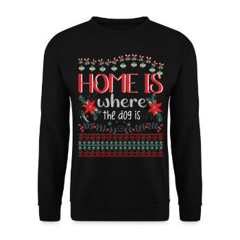 Pull de Noël moche - la maison est l’endroit où se trouve le chien - Sweat-shirt Unisexe - noir - Devant - Alina (178cm) & Michal (187cm)