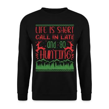 Ugly Christmas Sweater - Go Hunting - Unisex Sweatshirt - black - Front - Alina (178cm) & Michal (187cm)