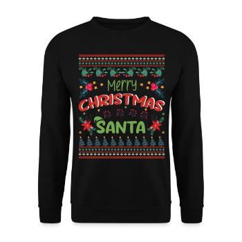 Pull de Noël moche - Joyeux Père Noël - Sweat-shirt Unisexe - noir - Devant - Alina (178cm) & Michal (187cm)