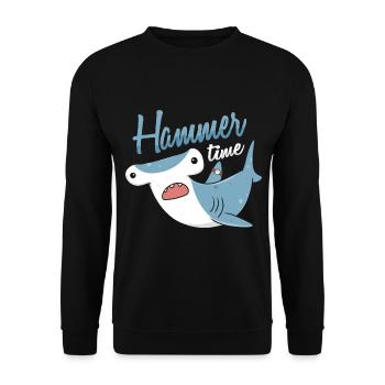 Hammerzeit-hammerhai-meeresbiologe - Unisex Pullover - Schwarz - Vorne - Alina (178cm) & Michal (187cm)