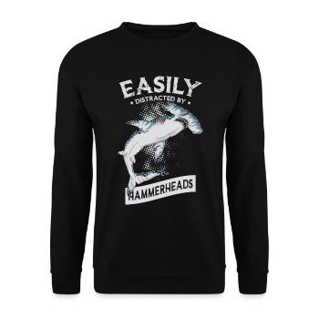 Leicht Abgelenkt Von Hammerhai-liebhabern - Unisex Pullover - Schwarz - Vorne - Alina (178cm) & Michal (187cm)