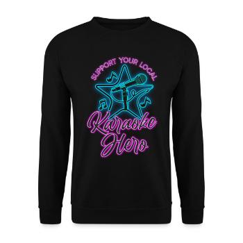 Karaoke Singer 80s Retro Support - Unisex Sweatshirt - black - Front - Alina (178cm) & Michal (187cm)