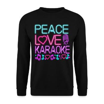 Karaoke Singer 80s Retro Peace - Unisex Pullover - Schwarz - Vorne - Alina (178cm) & Michal (187cm)