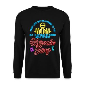 Karaoké Chanteur 80s Retro I Might - Sweat-shirt Unisexe - noir - Devant - Alina (178cm) & Michal (187cm)