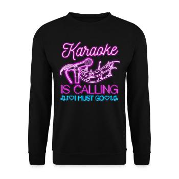 Karaoke Singer 80s Retro Karaoke - Unisex Pullover - Schwarz - Vorne - Alina (178cm) & Michal (187cm)