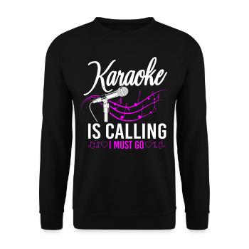 Karaoke Singer Karaoke Is Calling - Unisex Pullover - Schwarz - Vorne - Alina (178cm) & Michal (187cm)