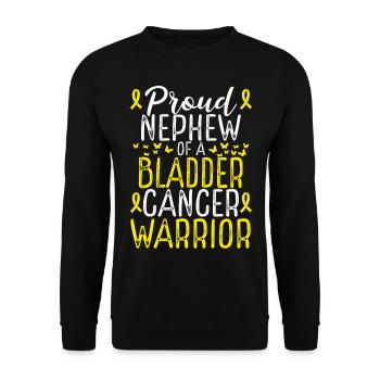 Bladder Cancer Awareness Movement Nephew Ribbon - Unisex Sweatshirt - black - Front - Alina (178cm) & Michal (187cm)