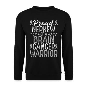 Brain Tumor Awareness Glioblastoma Nephew Ribbon - Unisex Sweatshirt - black - Front - Alina (178cm) & Michal (187cm)