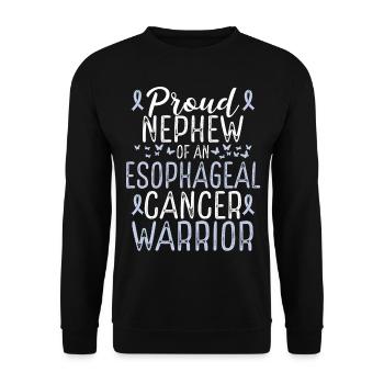 Esophageal Cancer Awareness Movement Nephew Ribbon - Unisex Pullover - Schwarz - Vorne - Alina (178cm) & Michal (187cm)