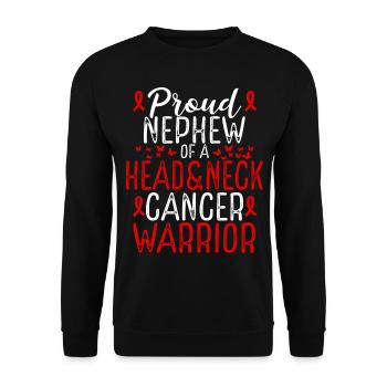 Head&Neck Cancer Awareness Movement Nephew Ribbon - Unisex Pullover - Schwarz - Vorne - Alina (178cm) & Michal (187cm)