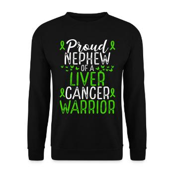 Liver Cancer Awareness Movement for Nephew Ribbon - Unisex Pullover - Schwarz - Vorne - Alina (178cm) & Michal (187cm)