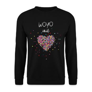 Woyo Yoga mit Herz Meditation Namaste Yogalehrerin - Unisex Pullover - Schwarz - Vorne - Alina (178cm) & Michal (187cm)