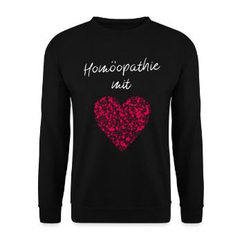 Homöopathie mit Herz Heilkunde Alternative Medizin - Unisex Pullover - Schwarz - Vorne - Alina (178cm) & Michal (187cm)