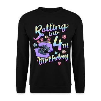 Rolling Into 4. Geburtstag Quad Skater - Unisex Pullover - Schwarz - Vorne - Alina (178cm) & Michal (187cm)