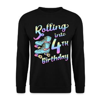 Rolling Into 4. Geburtstag Quad Skater - Unisex Pullover - Schwarz - Vorne - Alina (178cm) & Michal (187cm)