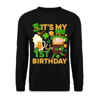Es Ist Mein 1. Geburtstag Kind Urlaub St. - Unisex Pullover - Schwarz - Vorne - Alina (178cm) & Michal (187cm)