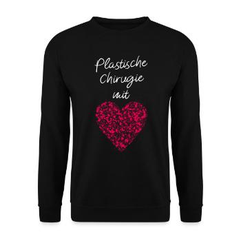 Plastische Chirurgie mit Herz Ästhetische Chirurg - Unisex Pullover - Schwarz - Vorne - Alina (178cm) & Michal (187cm)