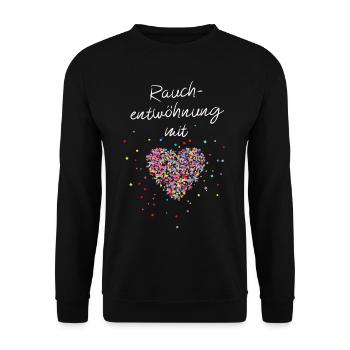 Rauchentwöhnung mit Herz Rauchfrei Nikotinabhängig - Unisex Pullover - Schwarz - Vorne - Alina (178cm) & Michal (187cm)