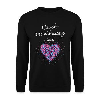 Rauchentwöhnung mit Herz Nikotinabhängigkeit - Unisex Pullover - Schwarz - Vorne - Alina (178cm) & Michal (187cm)