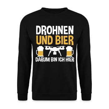 Drohne Bier Pilot Drohnen - Unisex Pullover - Schwarz - Vorne - Alina (178cm) & Michal (187cm)