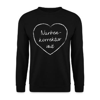 Narbenkorrektur mit Herz Facharzt Fachärztin - Unisex Pullover - Schwarz - Vorne - Alina (178cm) & Michal (187cm)
