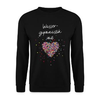 Wassergymnastik mit Herz Fitnesskurs Gymnastik - Unisex Pullover - Schwarz - Vorne - Alina (178cm) & Michal (187cm)