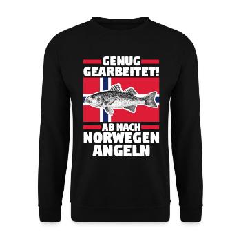 Angeln Angler Fischen Norwegen - Unisex Pullover - Schwarz - Vorne - Alina (178cm) & Michal (187cm)