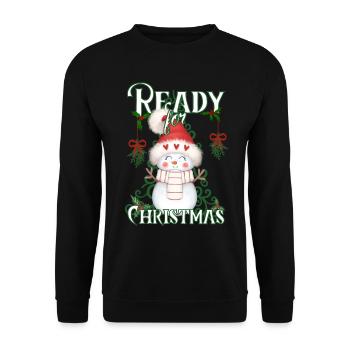 Ready for Christmas - Sweet Snowman Christmas - Unisex Sweatshirt - black - Front - Alina (178cm) & Michal (187cm)